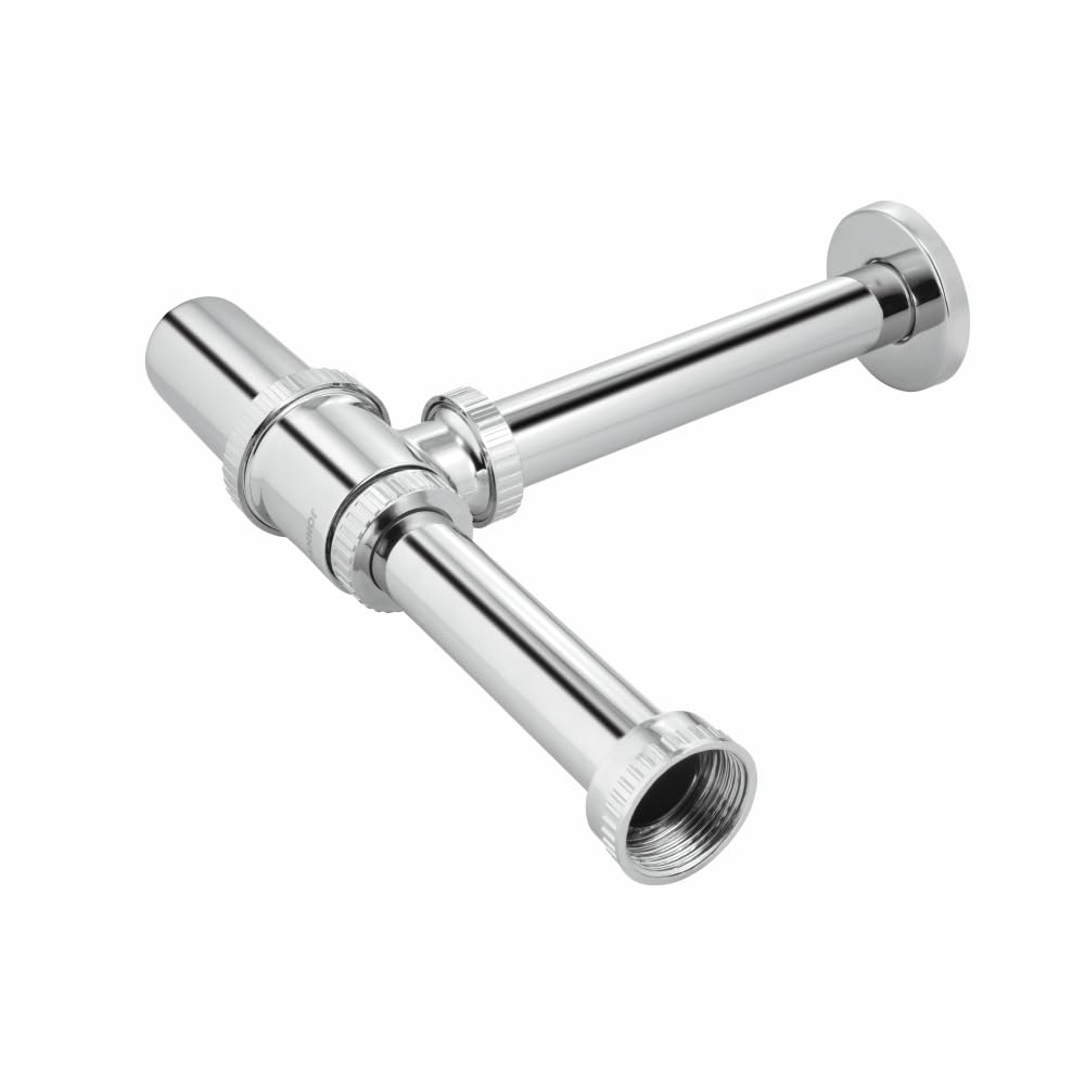 Johnson ABS Bottle Trap for Wash Basin with 190 mm Outlet Pipe | ABS Material | Chrome Plated Glossy Finish with Wall Flange | Anti Cockroach Trap | 1 Year Warranty (Pack of 1)
