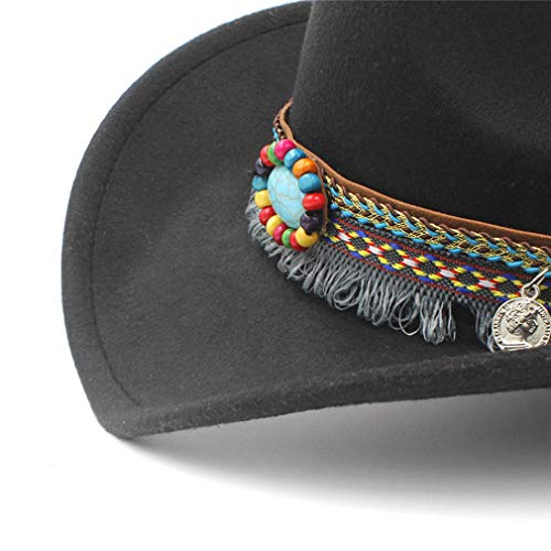 Children Felt Western Cowboy Hat Cowgirl Cap with Tassel Belt for Kids Girls Boys (Black), 20.5-21.3in3