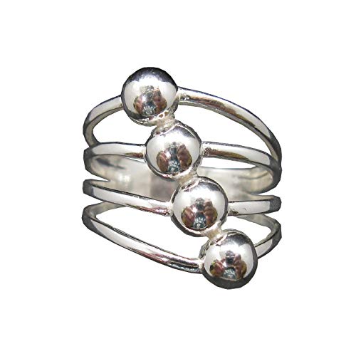 Bague argent sterling 925 quatre demi-boules pour look quotidien