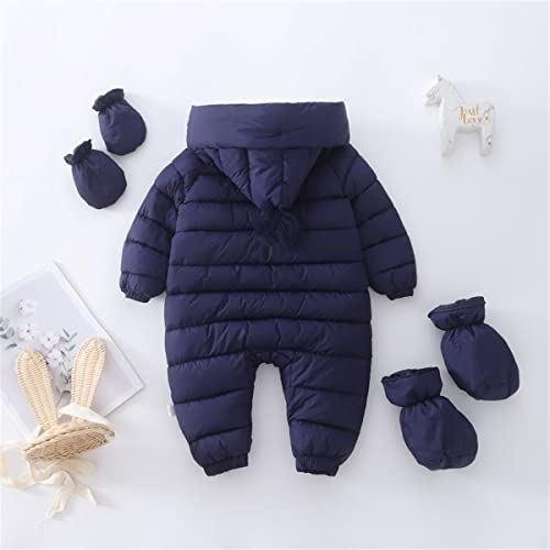 JELEUON 3Pcs Baby Girls Boys One Piece WZipper Down Jacket Winter Romper Jumpsuit Romper+Gloves+Shoes 18-24 Months