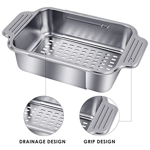 Linkidea Extendable Colander, Over the Sink 304 Stainless Steel Strainer Basket, Wash Vegetables and Fruits - Image 3
