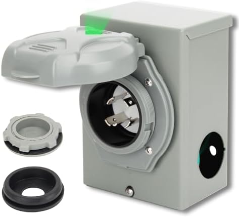 OPL5 30 Amp 4 Prong Generator Power Inlet Box, NEMA L14-30P, 7500W, Weatherproof 4 Prong Outdoor Receptacle with Indicator Generator Receptacle 30 amp for Home Emergency Use, ETL Listed (L14-30P)