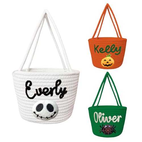 HUTARIO Custom Halloween Basket for Kids, Pumpkin Basket with Handle, Trick or Treat Bucket, Orange Halloween Decorations, Pumpkin Candy Bucket Halloween Party Favors
