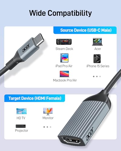 Acer USB-C to HDMI Adapter 4K@60Hz, Thunderbolt 3/4 Support for Laptop/Mac - image 6