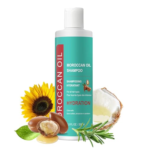 Champú Natural con aceite de Argan, Champú Hidratante con Aceite de Argán Hidratante, Antiencrespamiento, Brillo y Suavidad para Todo Tipo de Cabello