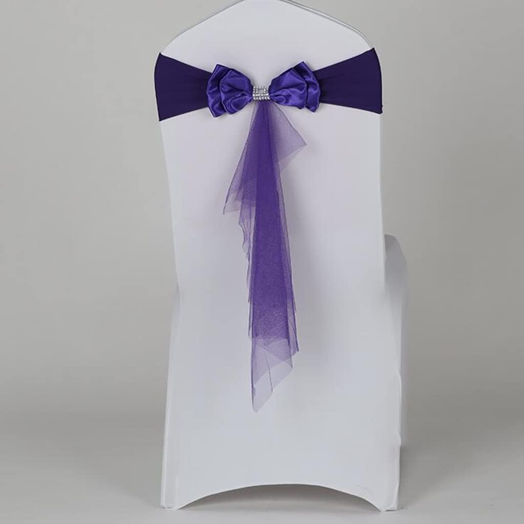 Chair Frames for Parties 10-50 Pieces Elegant Bow with Rhinestone Knot Mesh Chair Decoration? Bows Elastic Ribbon for Wedding Celebration (Color : D Size : 20cm10) (K20cm*10)