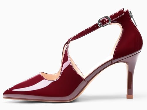 Image of Womens Pumps High Heels Pointed Toe Crossed Strap D'Orsay Zip up Stilettos Party Dress Shoes