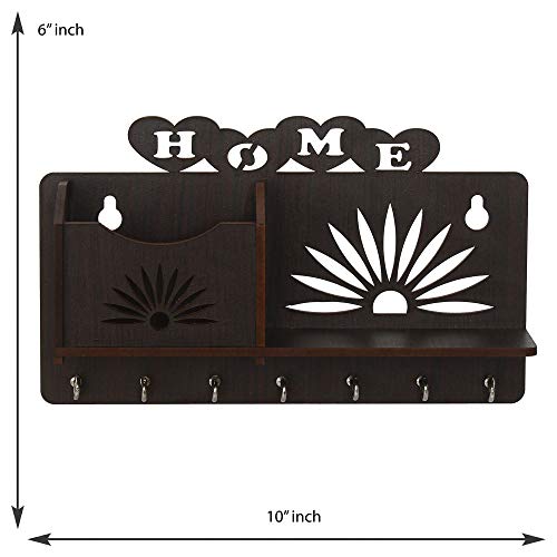 Image of CAPIO Art Wooden Wall Mounted Key Holder with 7 Hooks |Home Design