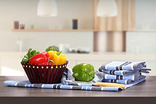 Honeycomb Stripe Kitchen Towel 18X28Inch Navy/Sky Blue,100% Cotton, Quick Dry, Tea Towels,Bar Towels, Highly Absorbent,Cleaning Towels, Kitchen Tea Towels, Pure Cotton, Absorbent Dish Cloth Set Of 6 #TOP3