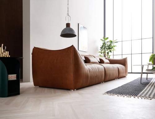 Image of Fabrique Armour 3 Seater Moden Design Leatherette Brown Sofa Sturdy Design with a Lightweight Frame & Stainless Steel Legs | Furniture for Home Office & Living Room