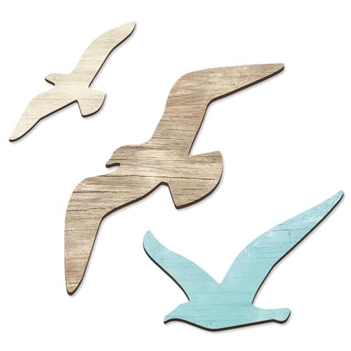 XFSRG Decorazioni Parete Moderne Gabbiani in Legno Colorato Decorazioni da Parete Soggiorno e Camera da Letto Sculture a Parete per Decorazioni Casa (Blu B)