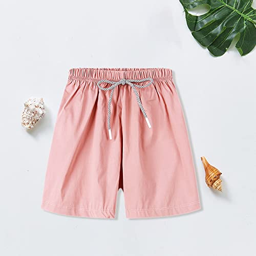 Calças casuais curtas para meninos infantis cor lisa fã esportes cadarço praia verão shorts de bebê