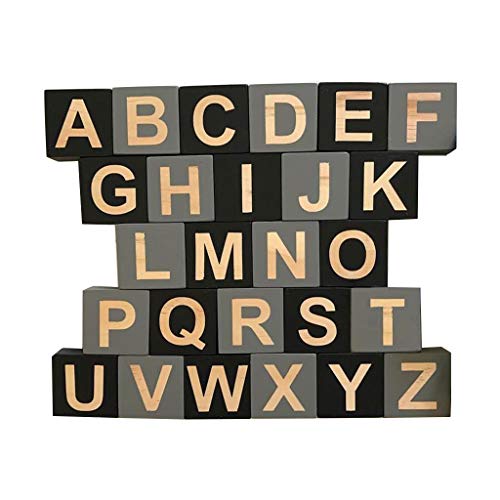 LLAni 1 Set 26 Reusable and Durable English Alphabet Black Gray Cube Block for Kids Children Photography Props Home Wedding
