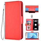 Auotu PU Leder Flip Brieftasche Handyhülle Lederhülle Cover Tasche Hülle Hülle Etui für Crosscall Core M5 Smartphone (Rot)