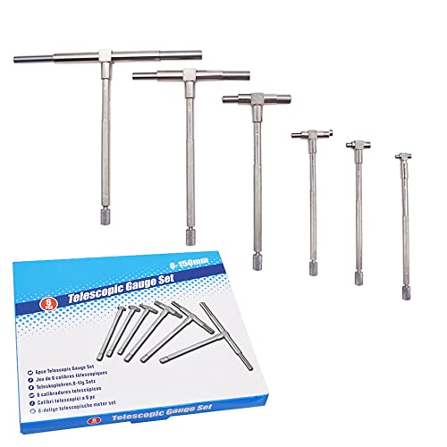 Kimllier 6Pcs Precision Telescoping Gage Set, 5/16-6 Inch Range W/Pouch, High Precision T Bore Hole Gauge Bore Measurement Tool #TOP5