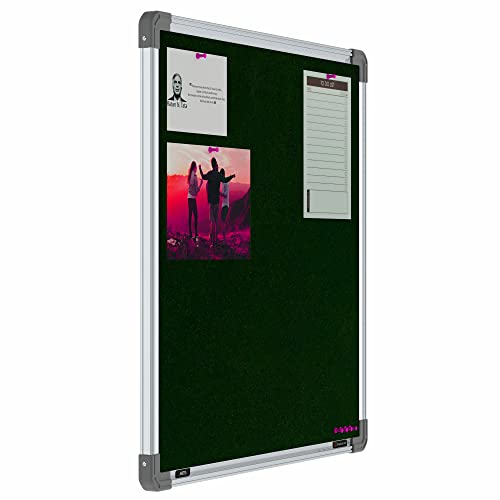 Image of Scholar Art Metis 2x2 Feet Fabric Pin-up Display Board for Wall & Study Table | High Strength Velvet Cloth + High Density Soft Board for Pinning Photos, Sticky Notes & Reminders (Dark Green)