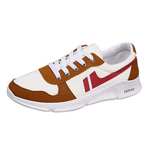 ALIKEEY Calzado Deportivo Masculino Transpirable para Correr Al Aire Libre Deportes Y Ocio Hombres Chicos Malla Punta Redonda Zapatillas De Deporte con Cordones Zapatos Informales (43, Naranja) Cover