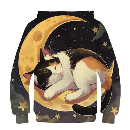 Pull à capuche imprimé 3D chat garçon chaud et confortable 10-12 ans - 2