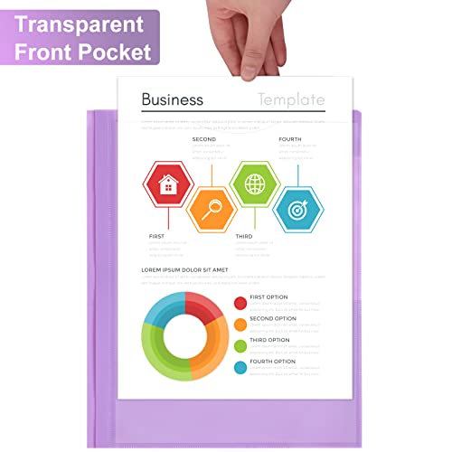 Eoout 20 Pack Pocket Folders With Prongs, 10 Colors Heavy Duty File Folders With Clear Front Pocket For Letter Size Paper, Poly Folders With Business Card Slot For School Home And Office #TOP3