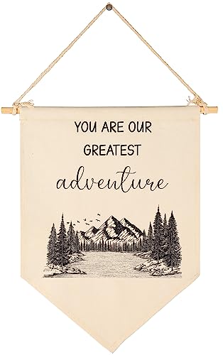Image of You Are Our Greatest Adventure-Mountain Woodland Adventure Nursery Wall Art-Flag Decor Gifts for Boys Girls Kids-Banner Pennant Wall Sign Gifts for Nursery,Baby Room,Reading Room,Playroom Bedroom,