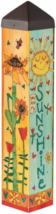 Studio M Art Pole, PVC Weather Resistant Pole with Vinyl Bowl 20 inches Tall Outdoor Decoration for Gardens, Patios, Yards, Landscaping and Birding Accessories, You are My Sunshine