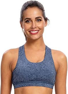 QUEENIEKE Women's Medium Support Strappy Back Energy Sport Bra Cotton Feel