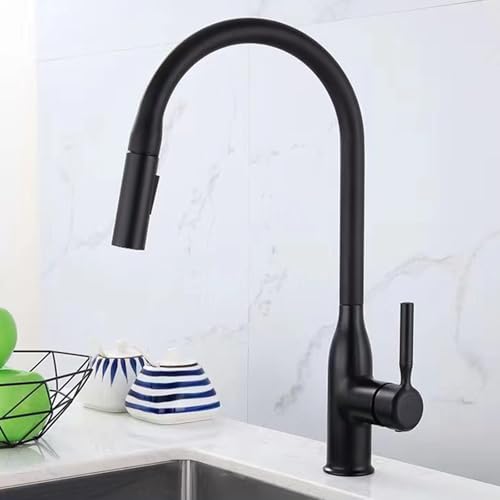 Mitigeur d'évier noir mat à douchette extractible pour cuisine