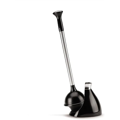 simplehuman Toilet Plunger and Caddy Stainless Steel, Black