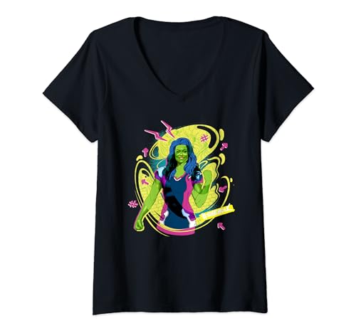 She-Hulk T-Shirt femme Marvel Jennifer Walters col V vêtements comics