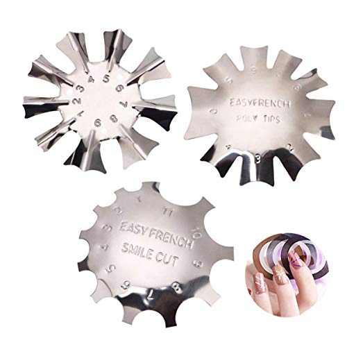 VZOM Modèle d'art d'ongle, modèle de manucure en acier inoxydable, outil de grattoir pour pochoir à ongles ligne de ruban à rayures pour la conception d'ongles bricolage.