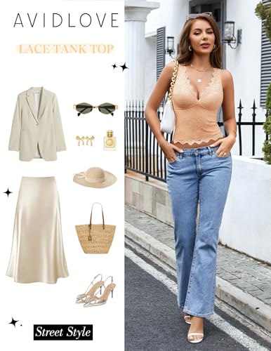 Image of Avidlove Lace Tank Tops for Women Summer Going Out Tops Y2k Sexy Lace Top
