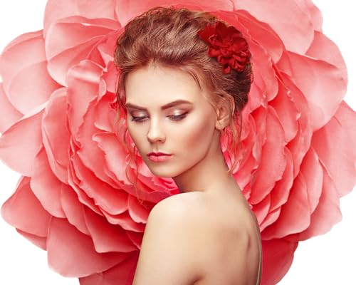 Image of Fabric Rose Flower Brooch Pin 4 Inch Large Handmade Satin Floral Lapel Pin for Women Girls Wedding Party Dance Dress Clothes Decoration