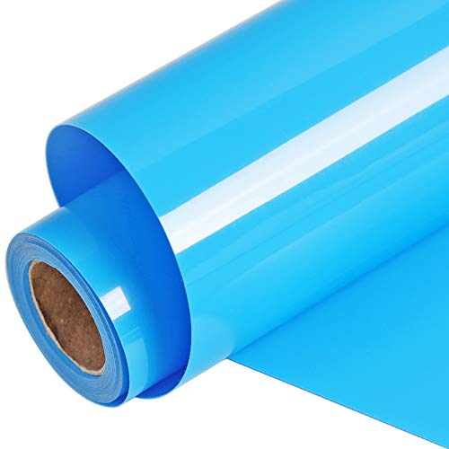 Image of FUNKAKA Heat Transfer Vinyl Rolls, 12 inch x 9ft Lake Blue Iron on Vinyl | Glossy HTV Vinyl for All Cutter Machines for Shirts - Easy to Cut & Weed for Heat Vinyl Design