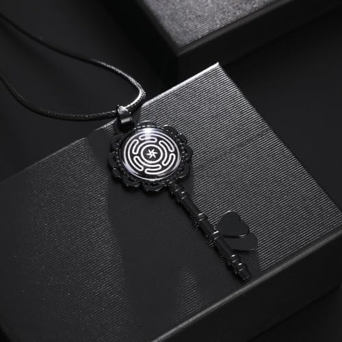 NIGHTCRUZ Hecate Wheel Key Necklace, Round Glass Key Pendant, Witchcraft Amulet Necklace for Men Women3