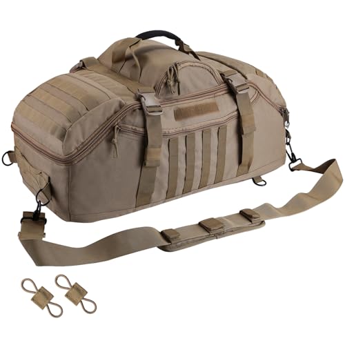 Image of Hannibal Tactical 55L Large Duffle Bag, 3-in-1 Tactical Backpack MOLLE Pack for Gym, Sports, Outdoor, Coyote