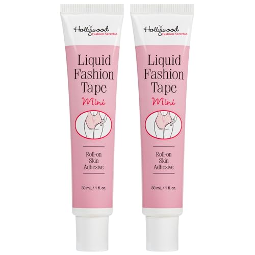 La mejor comparación de Cinta adhesiva para lencería para Mujer al mejor precio. 45 Hollywood Fashion Secrets - Cinta adhesiva líquida de moda – Mini calcomanía enrollable, pegamento de moda para piel y ropa, sujeción invisible, 11.6 onzas, paquete de 2