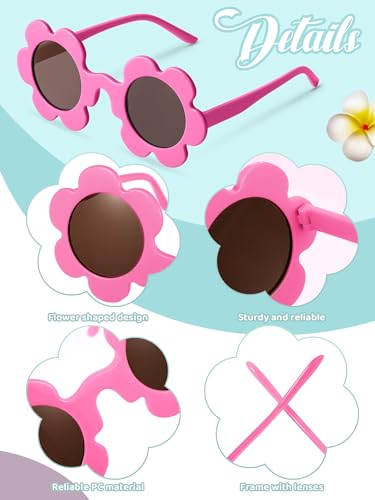 Image of Kanayu Summer Flower Sunglasses for Women 5.71 Inch Round UV Protection Adults Daisy Sunglasses Decor for Beach Party Gift