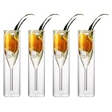 AHAQU Doppelwandige Champagnerflöten, 100 ml, Prosecco-Gläser ohne Stiel, Tulpenkelch, klare Glasbecher, Kristall-Champagnergläser für Hochzeiten, Weihnachten, Geburtstage, Partys, Zuhause, Bar, 4