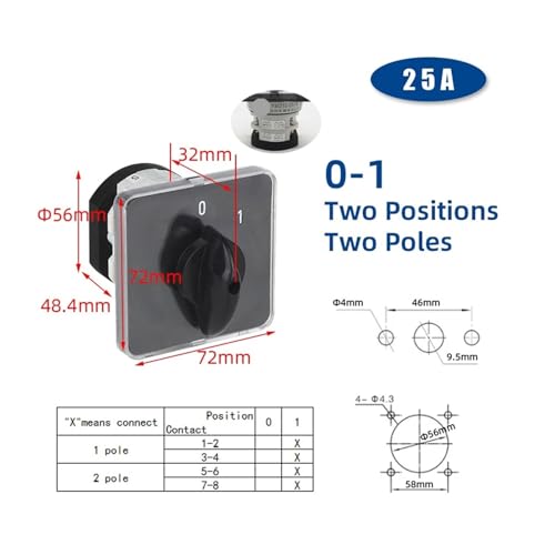 Interrupteur de conversion électrique YMZ12-25A bipolaire LW31 - 2