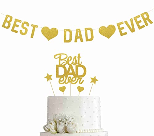 Image of Best Dad Ever cake topper and banner for dad birthday-Fathers Day Cupcake Toppers
