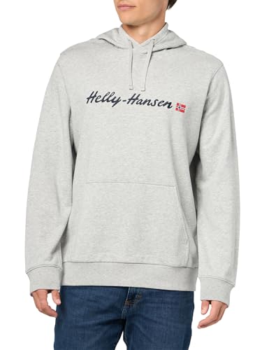 Helly-Hansen Core Graphic Hoodie – Vielseitiger mittelschwerer Herrenmantel für Outdoor-Abenteuer, stilvolles und bequemes Design, 947 Grey Melange, XX-Large