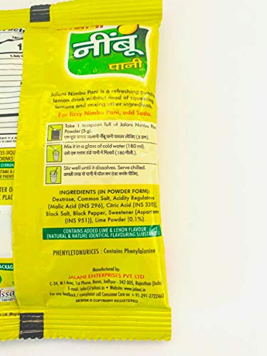 Image of Jalani Nimbu Pani (30g Pouch Each) 120g, Pack of 4
