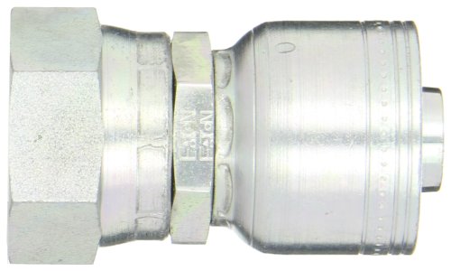 Image of Aeroquip 1AA16FJ12 Carbon Steel Global TTC (Thru the Cover) Crimp Hose Fitting Female JIC Swivel, Straight, 3 /4 inch Hose ID, 1-5 /16 inch - 12 Thread