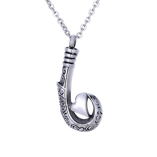 KY Anzuelo Memorial  Colgante de urna Cenizas de Acero Inoxidable Recuerdo cremación Joyas