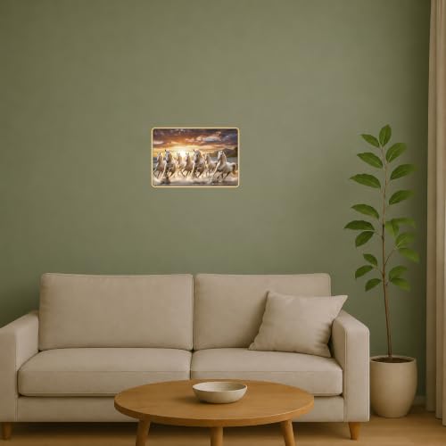 Image of 7 Running Horses Vastu Photo Frame, 8x12 Inch