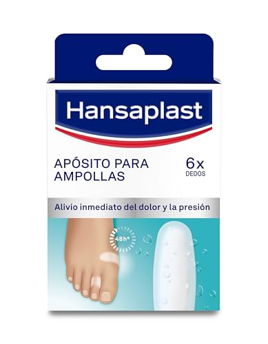 Hansaplast Apósito para ampollas pequeñas, ideal para dedos, tratamiento eficaz para las ampollas, apósitos adhesivos, alivio inmediato del dolor y la presión, adhesión extrafuerte, impermeable, 6 uds