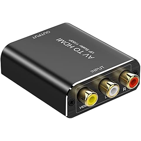 RCA to HDMI [RCA Cables Included], Aluminum AV to HDMI Video Converter, 1080P RCA Composite CVBS Adapter Support PAL/NTSC with USB Cable for PC Xbox PS3 TV STB VHS VCR Camera DVD Cover