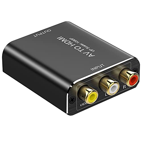 RCA auf HDMI Audio-Konverter, Aluminium, 1080p, Cinch-Verbundwerkstoff, CVBS AV auf HDMI-Adapter, unterstützt PAL/NTSC. Inklusive 3 Cinch-Verbundkabel, CVBS Konverter für PS2, Wii, Xbox, DVD, PC