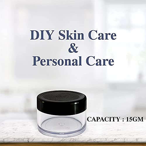 Image of Zenvista Meditech Acrylic Shan Transparent Cosmetics Container With Black Lid For Creams, Lip Balm, Body Butter, Diy, 15 G - Pack Of 5