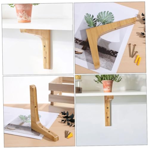 Support étagère mural bois SHINEOFI équerre angle solide lot de 2 pièces pour étagères muraux